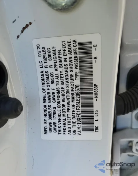 2020 Honda Civic Ex z USA, uszkodzony, nr VIN 19XFC1F36LE205570